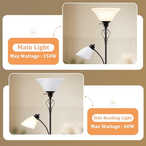Floor Lamps for Living Room (Glossy Black)