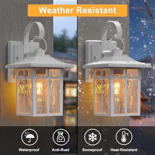 Dusk to Dawn Outdoor Wall Lights (White / 12.75 inch)