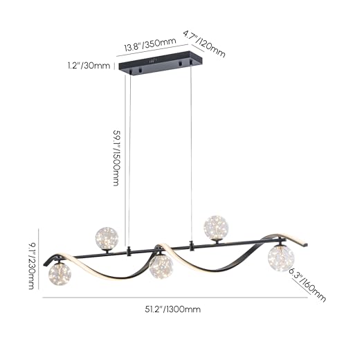 Modern Kitchen Island Lighting (Black / 6-Light)