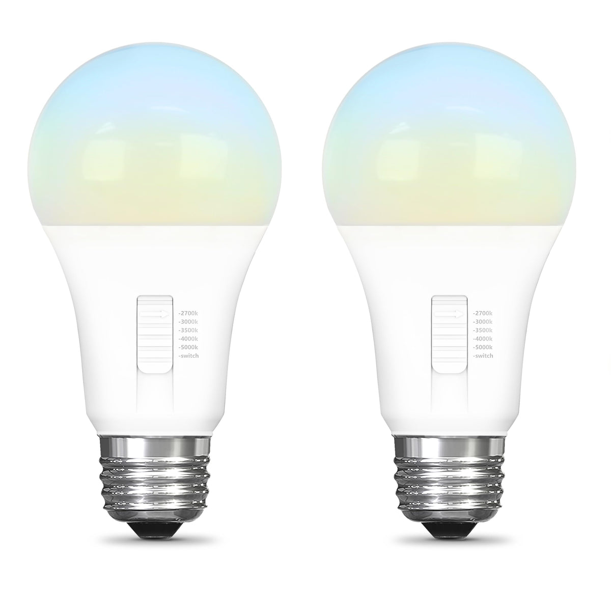 A19 LED Light Bulb (White + Non-dimmable / 2 Count (Pack of 1))