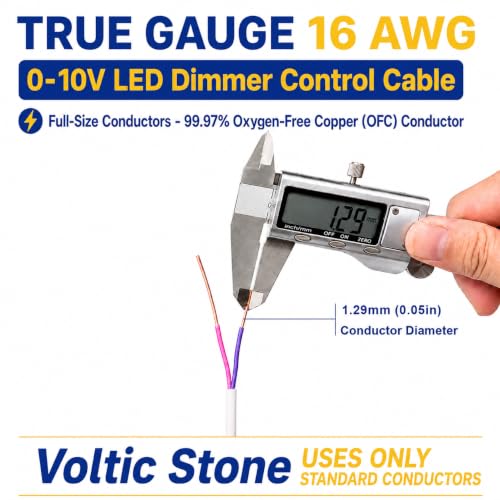 16/2 0-10V Dimming Dimmer LED Switch Wire, Full-Size 16 AWG Solid Bare Copper Control Cable, ETL Listed CL3P Plenum Rated Flame-Retardant, Pink & Purple, for 0–30V Low Voltage System (250 FT)