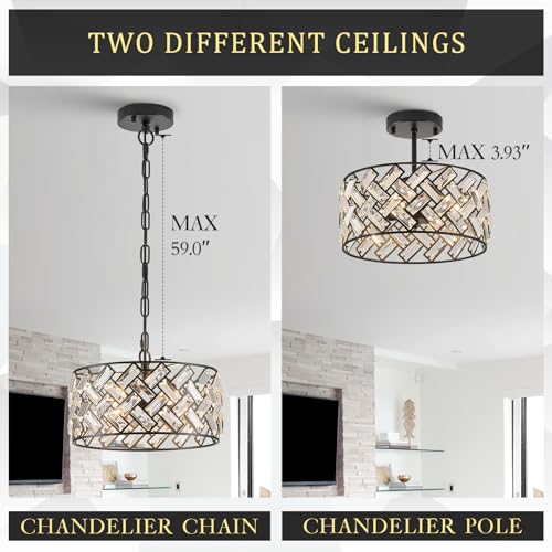 12" Black Crystal Chandelier (Small Black)