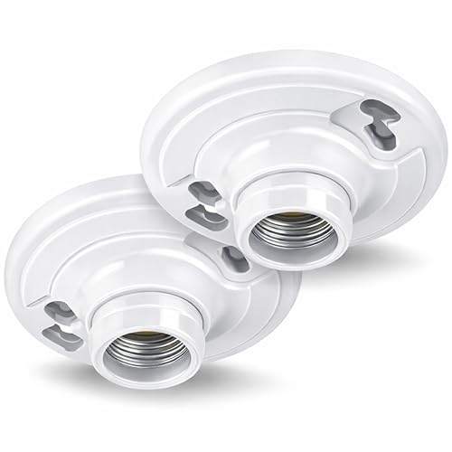 2 Pack) Keyless Plastic Lamp Holder E26 Base Ceiling Socket 660W UL Listed (Plastic Keyless)