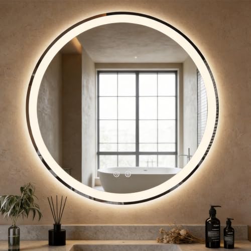 30 Inch LED Bathroom Mirror (Round-white Led / 30"L x 30"W)