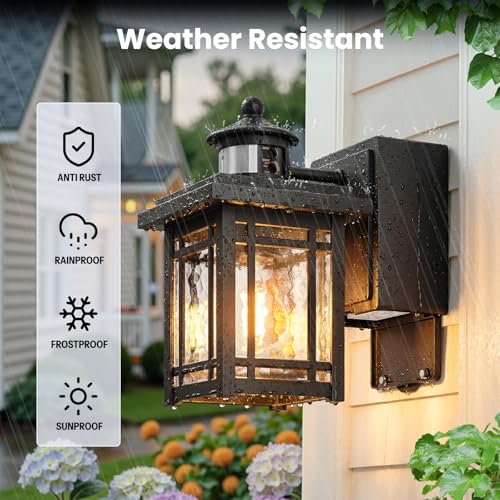 Porch Light with outlet (Black / 1-pack)