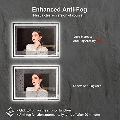 LED Mirror for Bathroom (Front and Backlit / 48"L x 36"W)