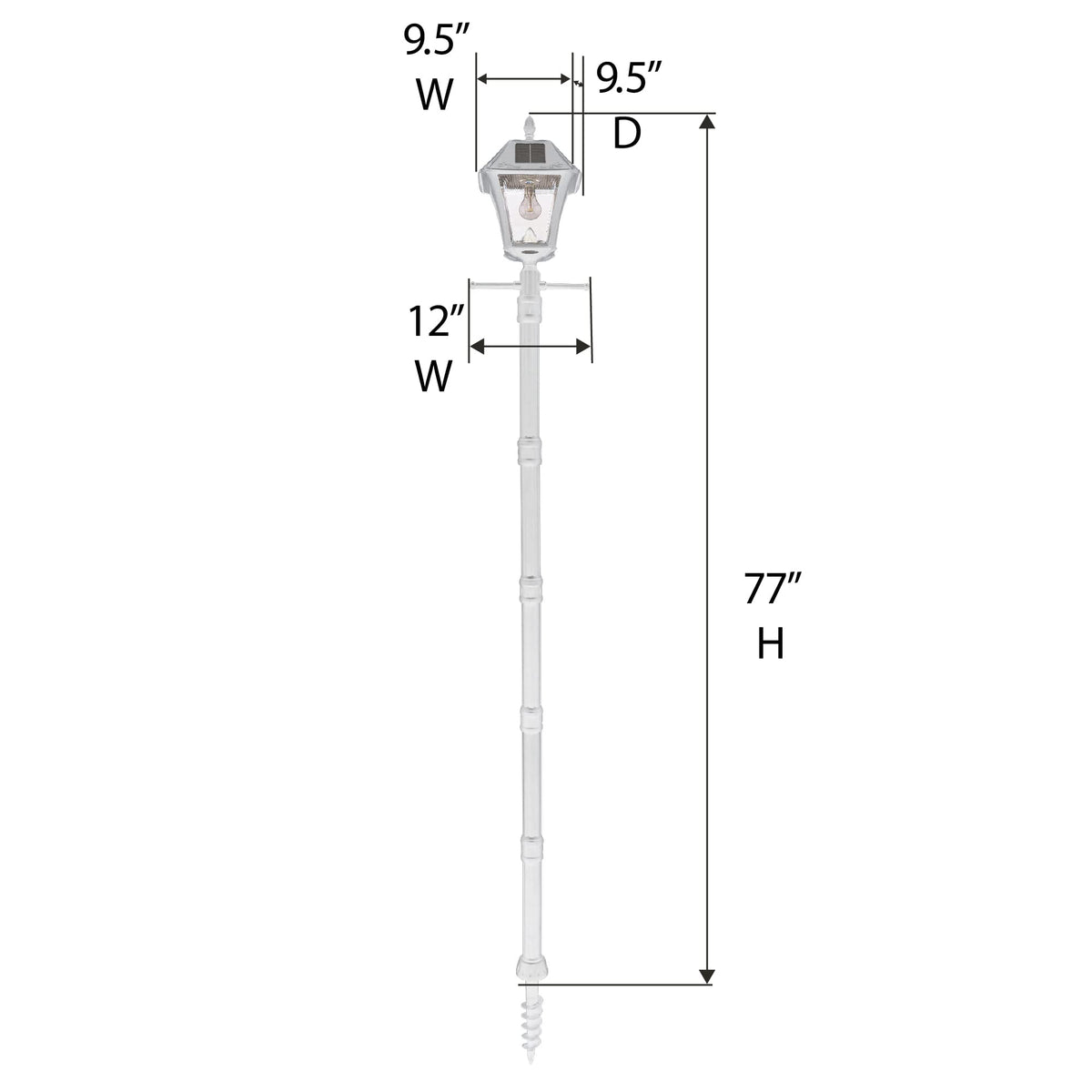 Baytown II Bulb Solar Lamp Post Light Kit 77 (White Traditional Design + Post)