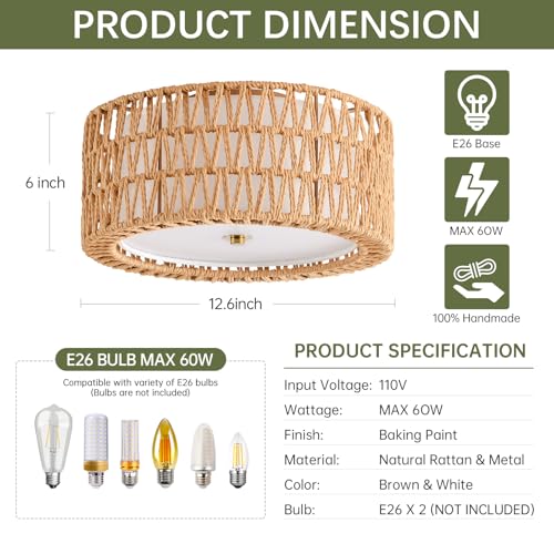 Rattan Ceiling Light Boho Ceiling Light