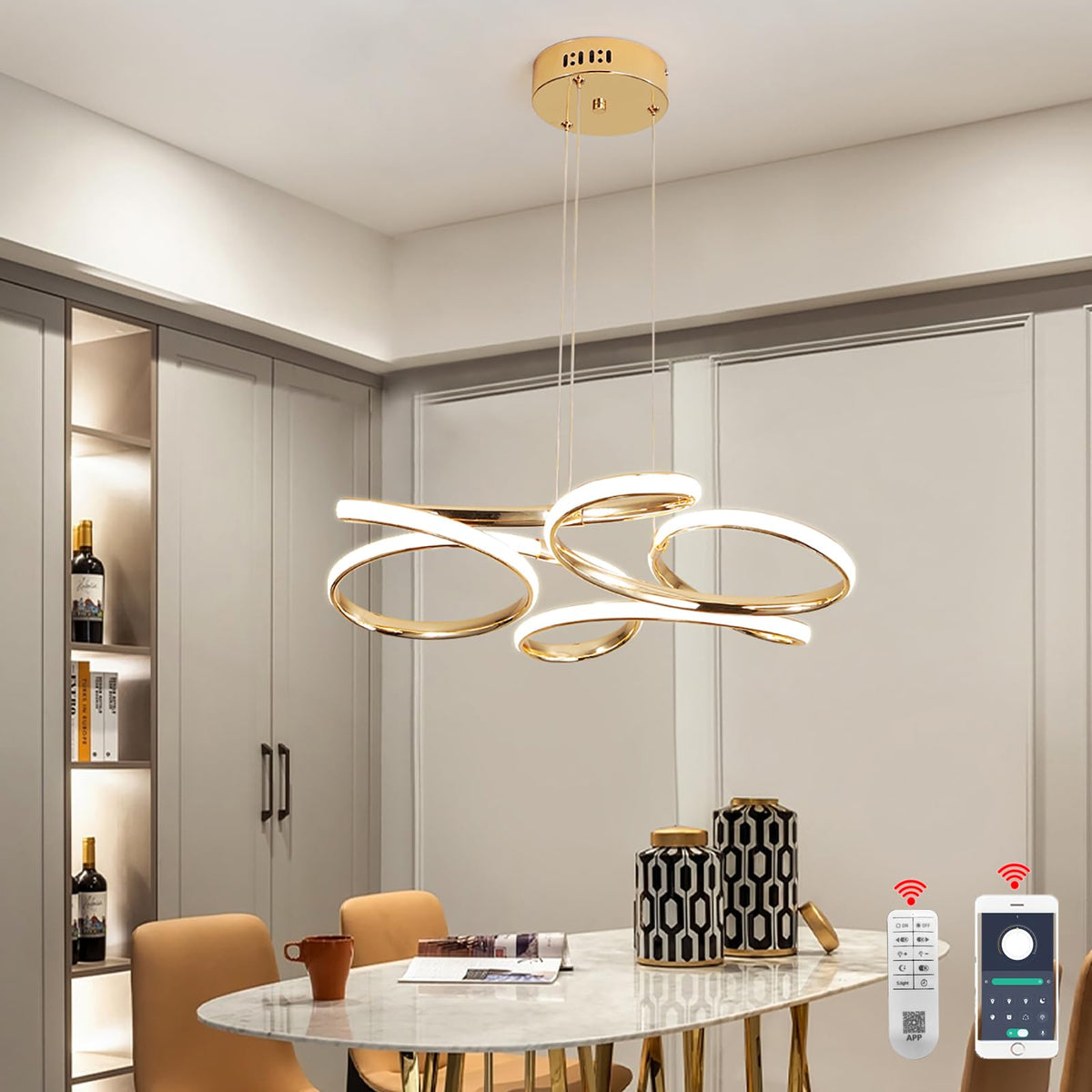 23 inch Modern Chandelier for Dining Room (Gold Dia 23")