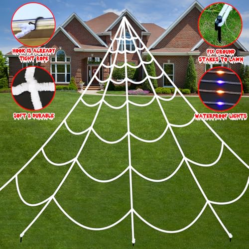 Halloween Decorations Outdoor Spider Web (Purple, Orange)