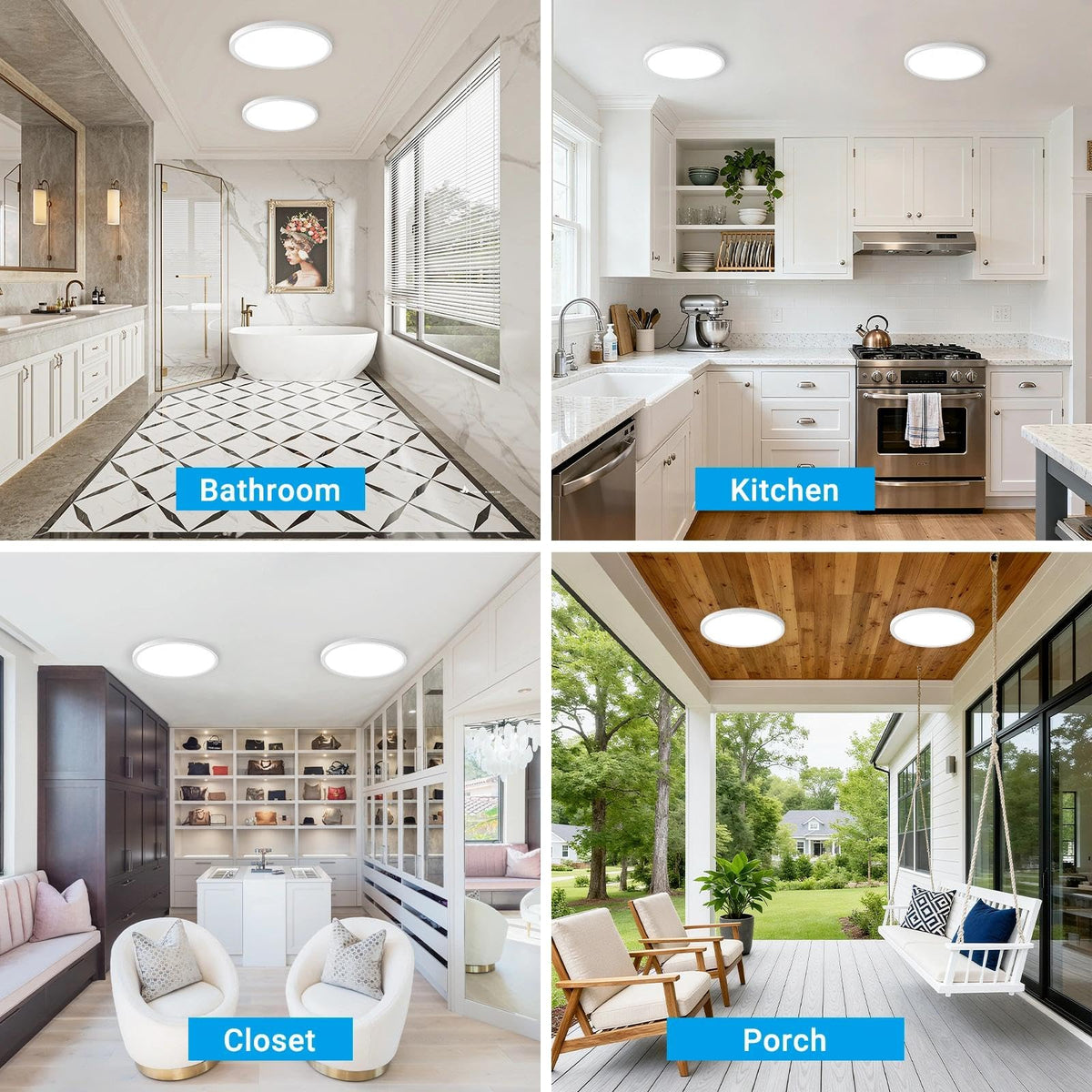 4 Pack LED Flush Mount Ceiling Light (White / 9 Inch-4pack)