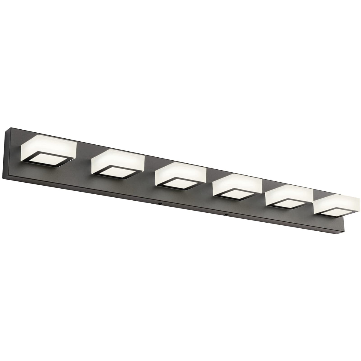 Modern Matte Black Bathroom Vanity Light Fixtures 6 Lights Acrylic Modern LED Black Vanity Lights for Bathroom (Black-Natural light / 40.4 inch)