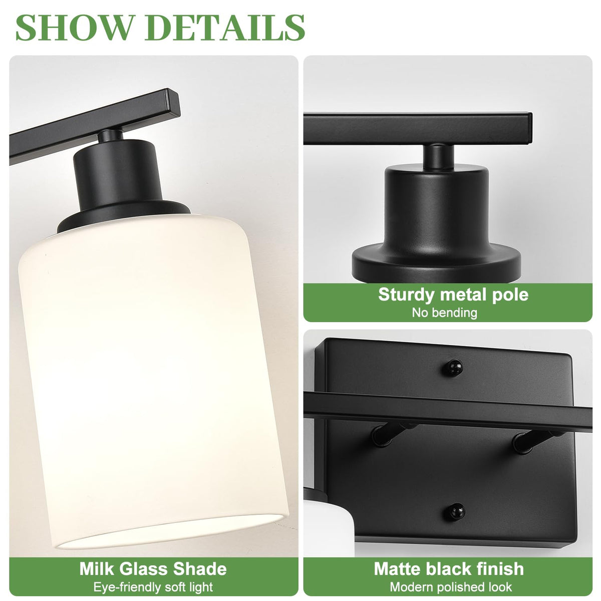 2 Light Bathroom Light Fixtures (Matte Black / 2-Light)