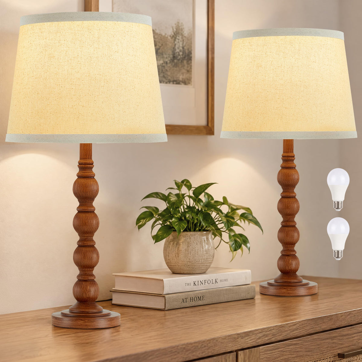 21" Farmhouse Table Lamps Set of 2 (Dark Brown)