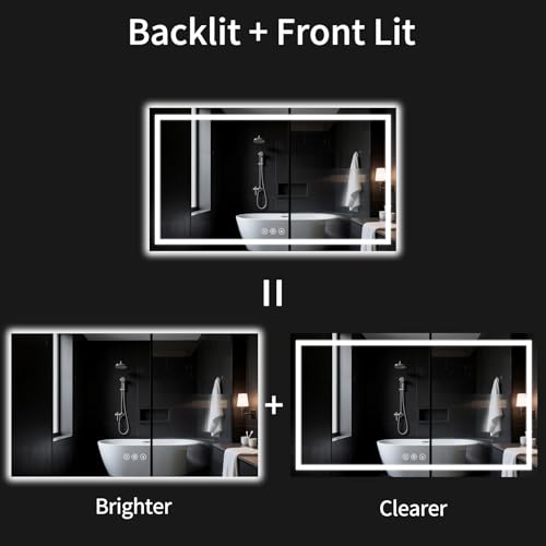 36"x72" LED Bathroom Mirror with Lights (72"L x 36"W)