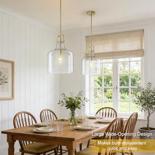 Clear Glass Pendant Light Fixtures with Oversize Glass lmpshade