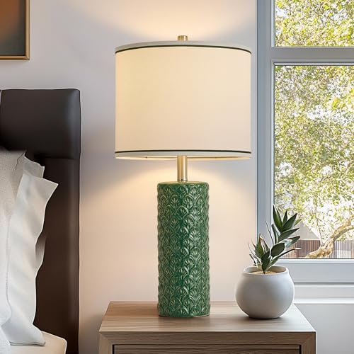 27" Farmhouse Table Lamp Set of 2 for Living Room Bedroom (Green / 27")