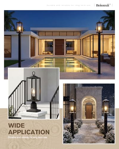 18Inch Outdoor Post Lights (Black(No Sensor) / 18.3 in)