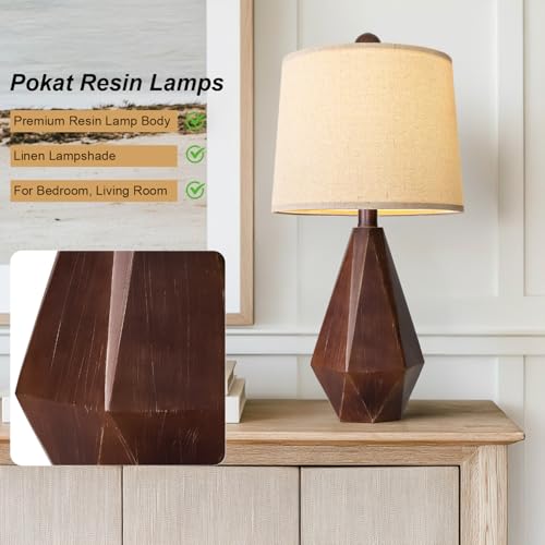 20.25" Farmhouse Table Lamps Set of 2 for Night Stands (Small - Antique Brown)