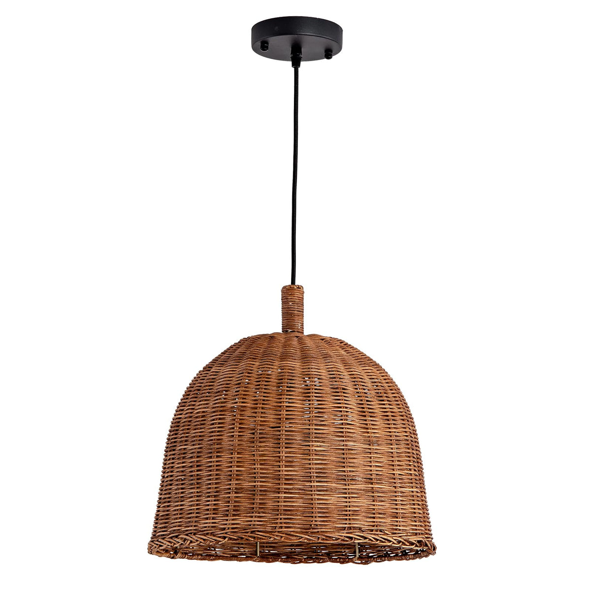 13.8" Rattan Pendant Light (Dark Brown Rattan / 13.77" 3-Light)