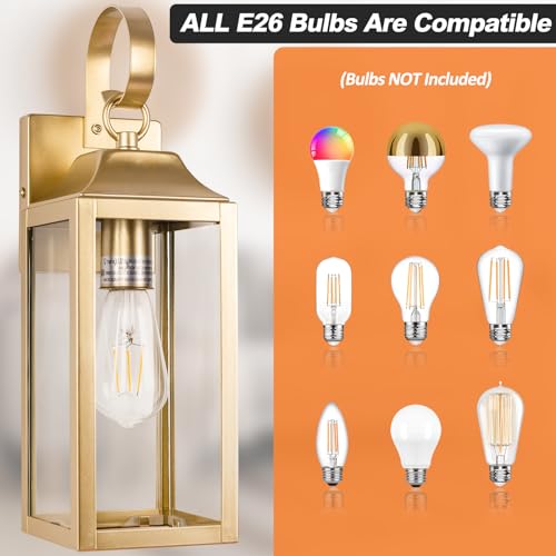 2 Pack Outdoor Light Fixtures Wall Mount 15 Inch Gold for House (15 Inch Ordinary / Gold)