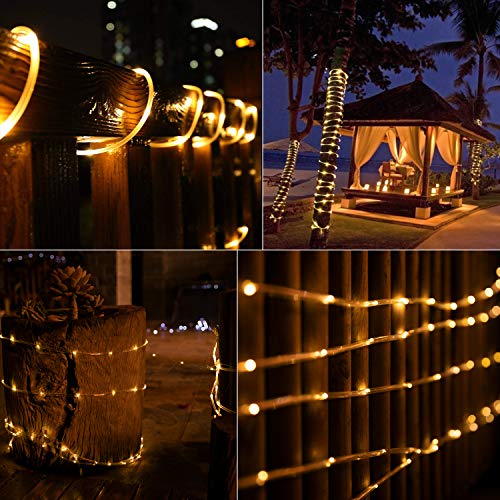 39FT 100LED Solar Rope Lights Outdoor Waterproof (Warm White / 100 LED)
