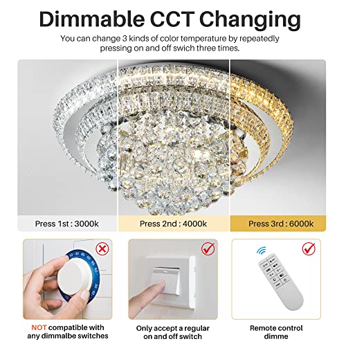 Elegant LED Crystal Raindrop Ceiling Light (Silver / 24 inches)