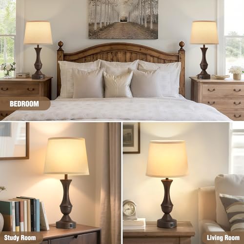 22" Table Lamp Set of 2 (Brown,Beige / 22in)