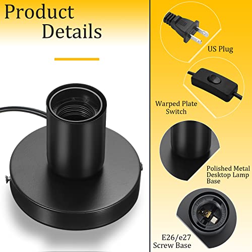6 Pcs E26 Lamp Socket Base with 6 Ft Cord on Off Switch (Black)
