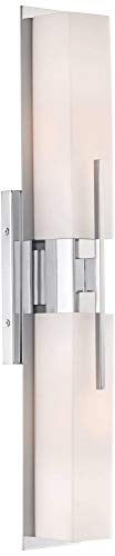 Midtown 23 1 2" High Chrome Mid Century Modern Bath Wall 2 (Chrome - Double Light / 23 Inch)