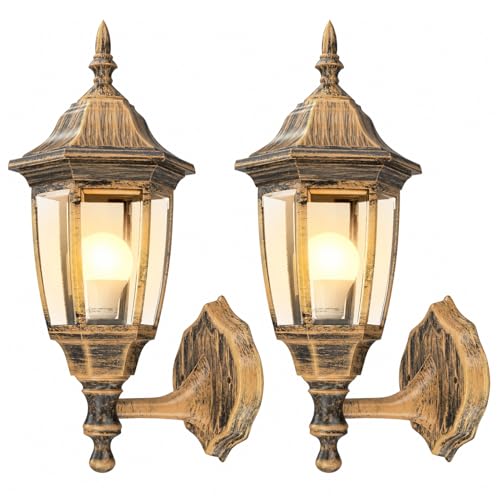Outdoor Porch Light (Gold / No Sensor-Plastic)
