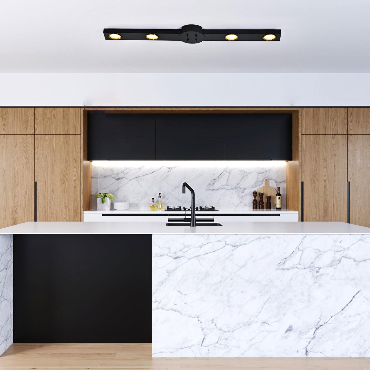 32 Inch Modern Dimmable Track Lighting with Remote (Black)