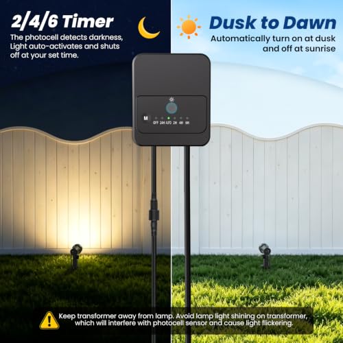 All-in-One Low Voltage Landscape Lighting Kit, Outdoor Lights with Transformer and Wire, LED Spotlight 2700K Dusk to Dawn, IP66 Waterproof Landscape Lights for Patio Garden Yard House