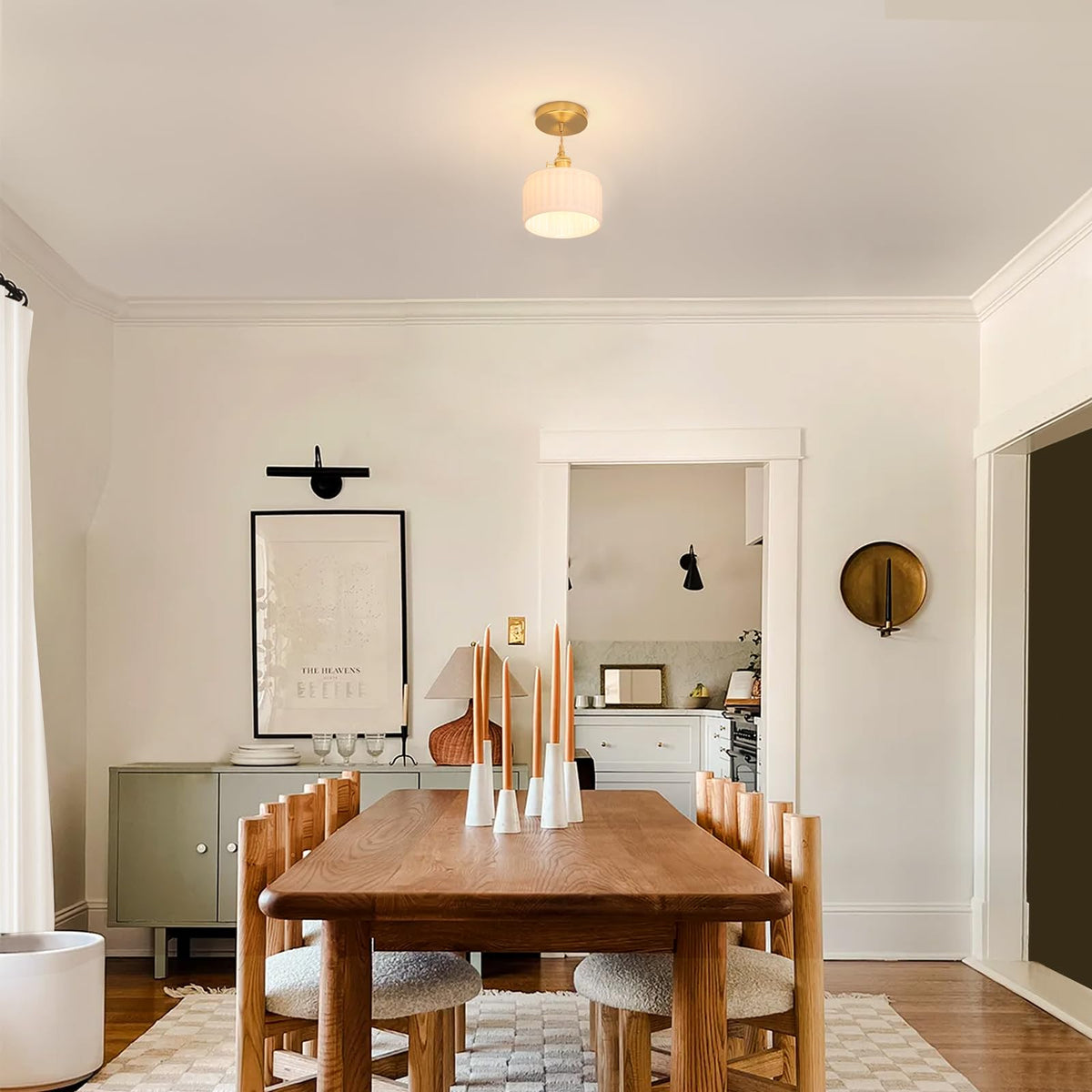 Pendant Light with White Striped Glass Lmapshade (Z-Striped White)