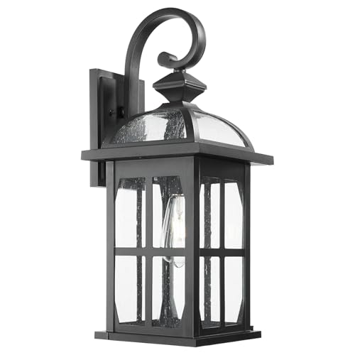 Large Outdoor Wall Lights (Black-Seeded Glass / Large)
