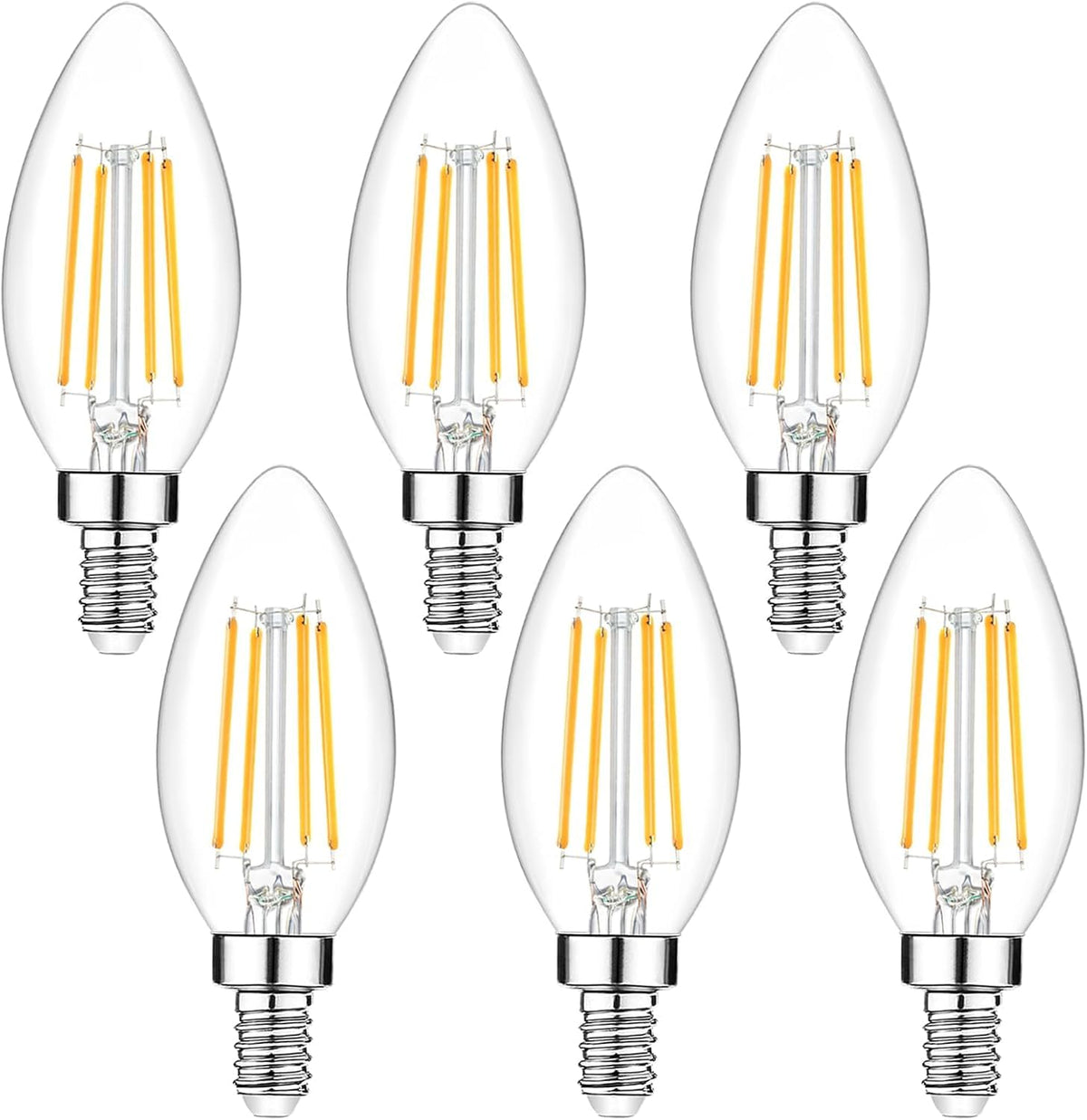 6 Pack Dimmable E12 LED Candelabra Bulbs 40Watt Equivalent (Warm White / 6 Count (Pack of 1))