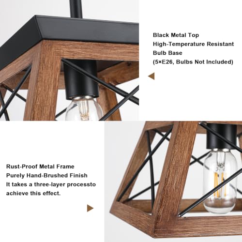 9.84Inches Farmhouse Pendant Light Fixture (10InchesWood)