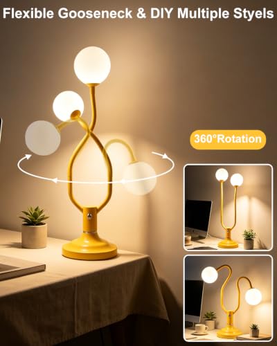 Yellow Globe Table Lamp Magic DIY Arms G9 Bulbs Included Dimmable (14-Yellow-Globe-2U-Magic DIY Arms)