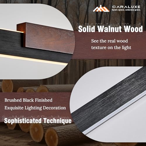 Modern LED Linear Pendant Light 52in Chandelier Lighting Dimmable (Black Wood / 51.2'')
