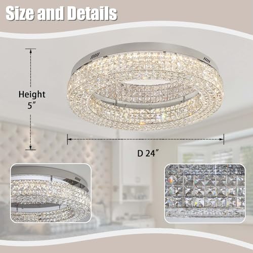 24" Crystal Chandeliers (Silver / Dia 24inch)