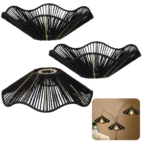 3PCS Rattan Lamp Shade (Black)
