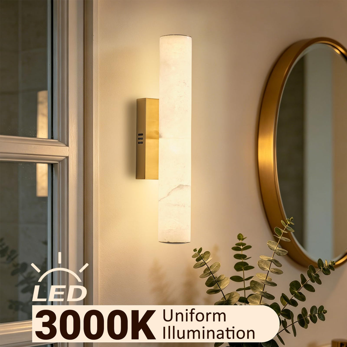 20in Alabaster Wall Sconces (Gold-20in-1 Pack)