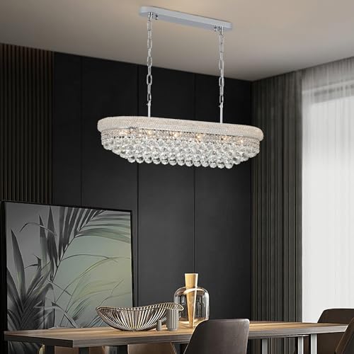 Chrome Crystal Chandeliers for Dining Room (Chrome / L35.4'' - 11Lights)
