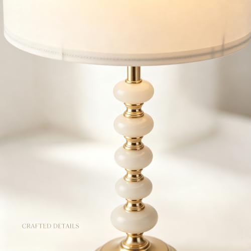 Crystal Table Lamp (Marble columns+White)