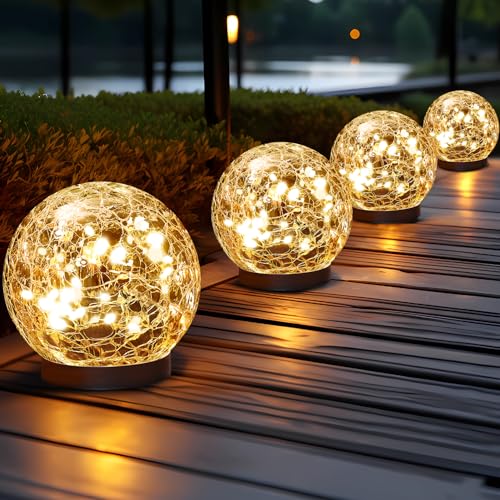 Solar Globe Lights Outdoor Waterproof (Warm White / 4 Globes)
