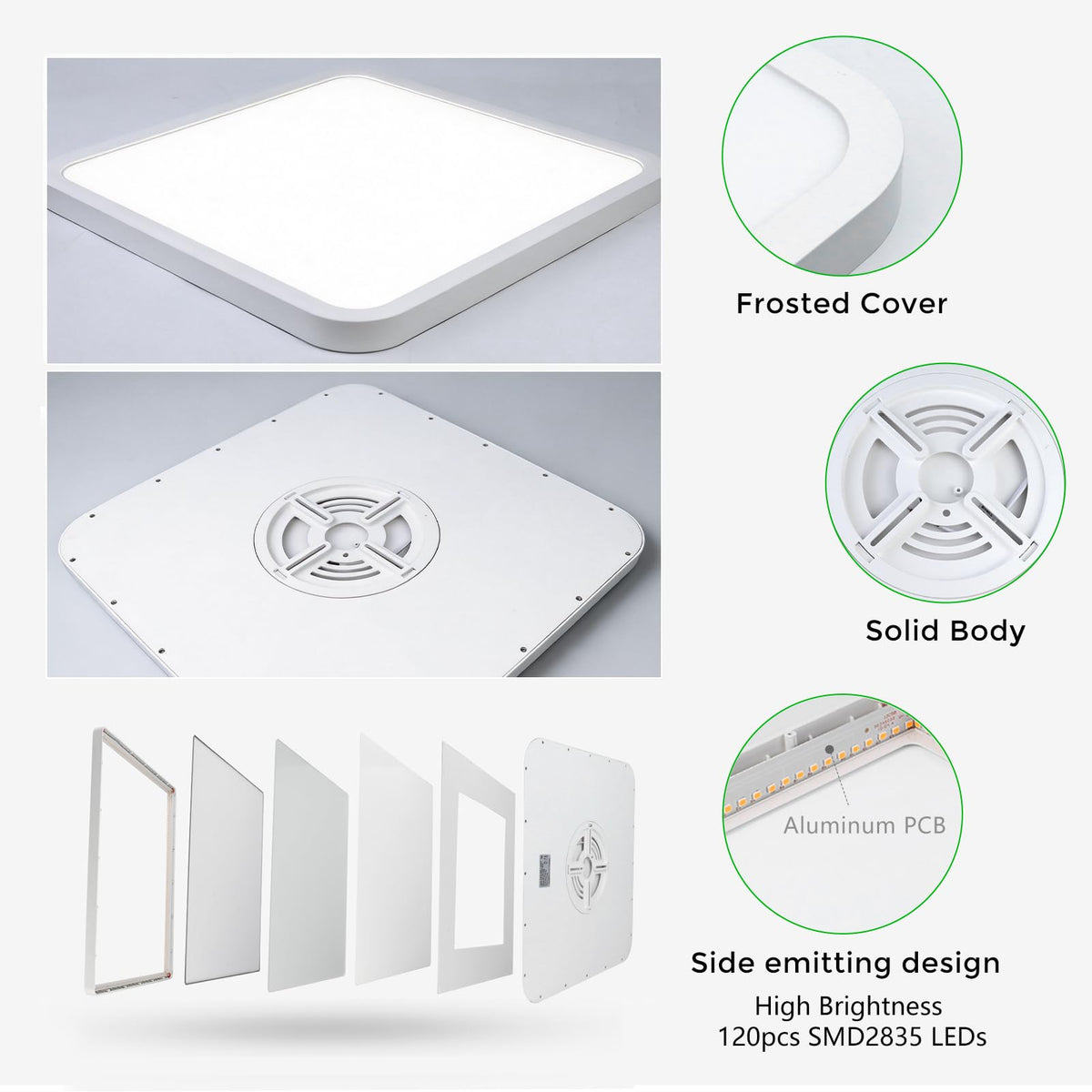 15.7Inch 32W Square LED Ceiling Light Fixtures Flush Mount (Natural White / 15.7 inch White)