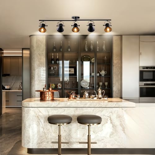 44" Farmhouse Track Lighting Fixtures Ceiling Black Track Light 5 Light (44 inch-5 light)