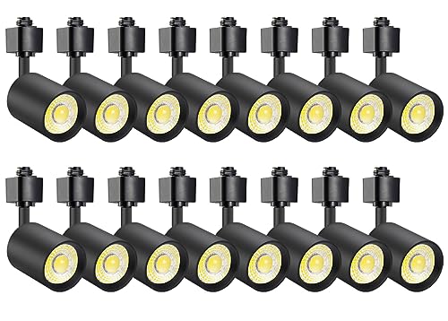 16 Pack 10W Dimmable LED Track Lighting Heads H Type Track Light Replacement Fixtures Bright 3000K Warm White Ceiling Spotlight for Accent Task Art (Black / 3000K)