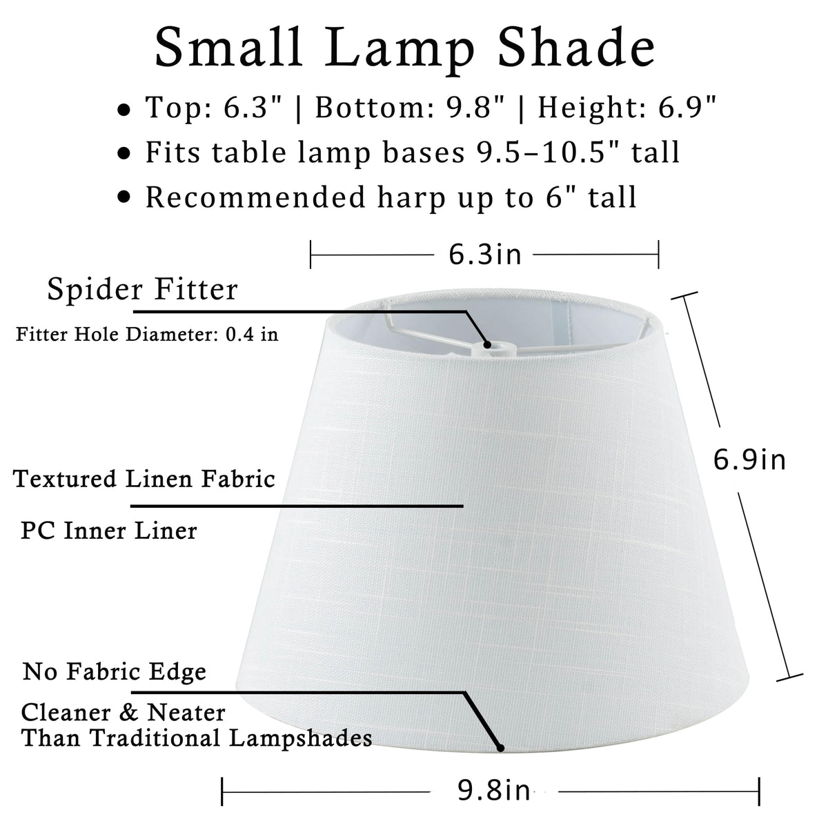 Set of 2 Pre assembled Small White Spider Fitter Lamp Shades for tablelamp (White)