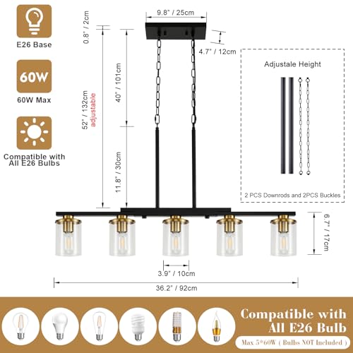 5 Light Dining Room Light Fixture (Brown / 5-Light)